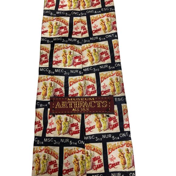 Museum Artifacts Bulls Bears The Great Wall Street Game Novelty Necktie - Picture 4 of 6